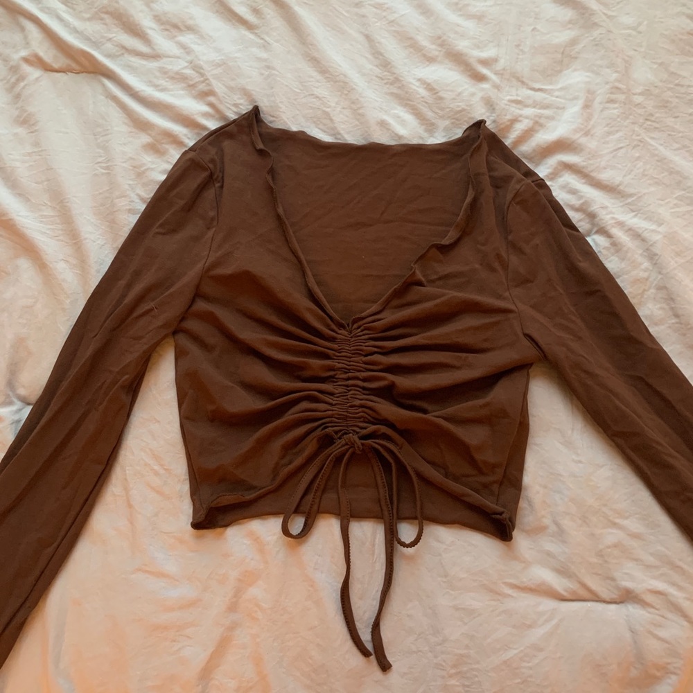 Brown rushed crop top